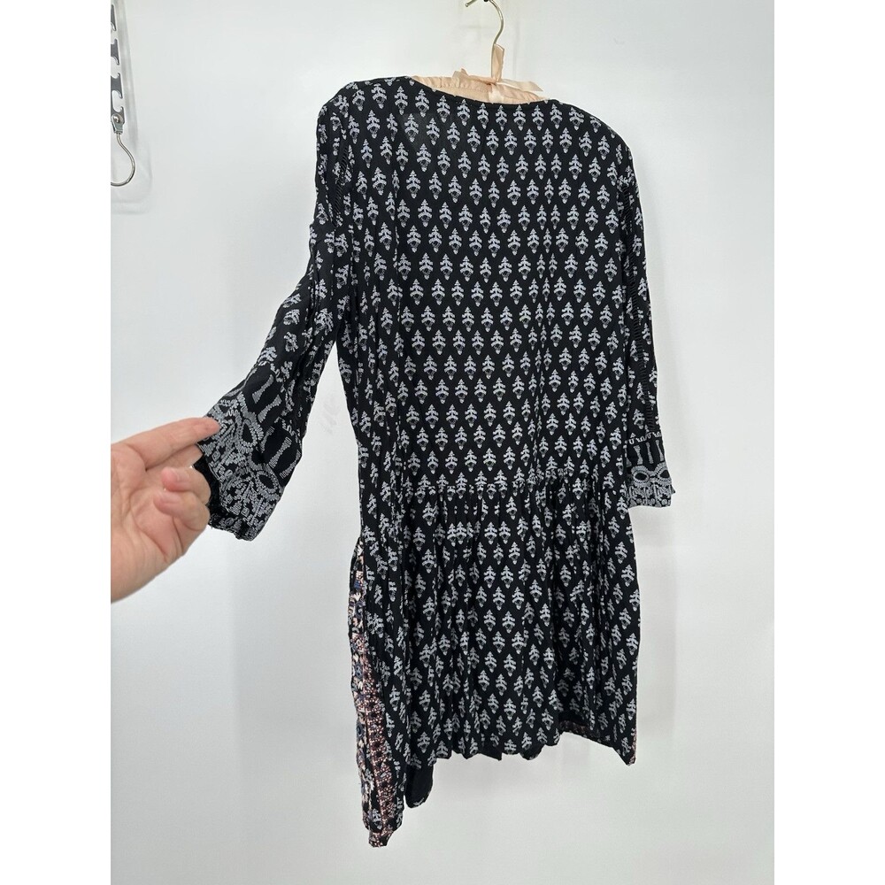 Anthropologie Vanessa Virginia Kaleidoscope Embroidered Tunic Dress Blue L butto - Picture 2 of 16